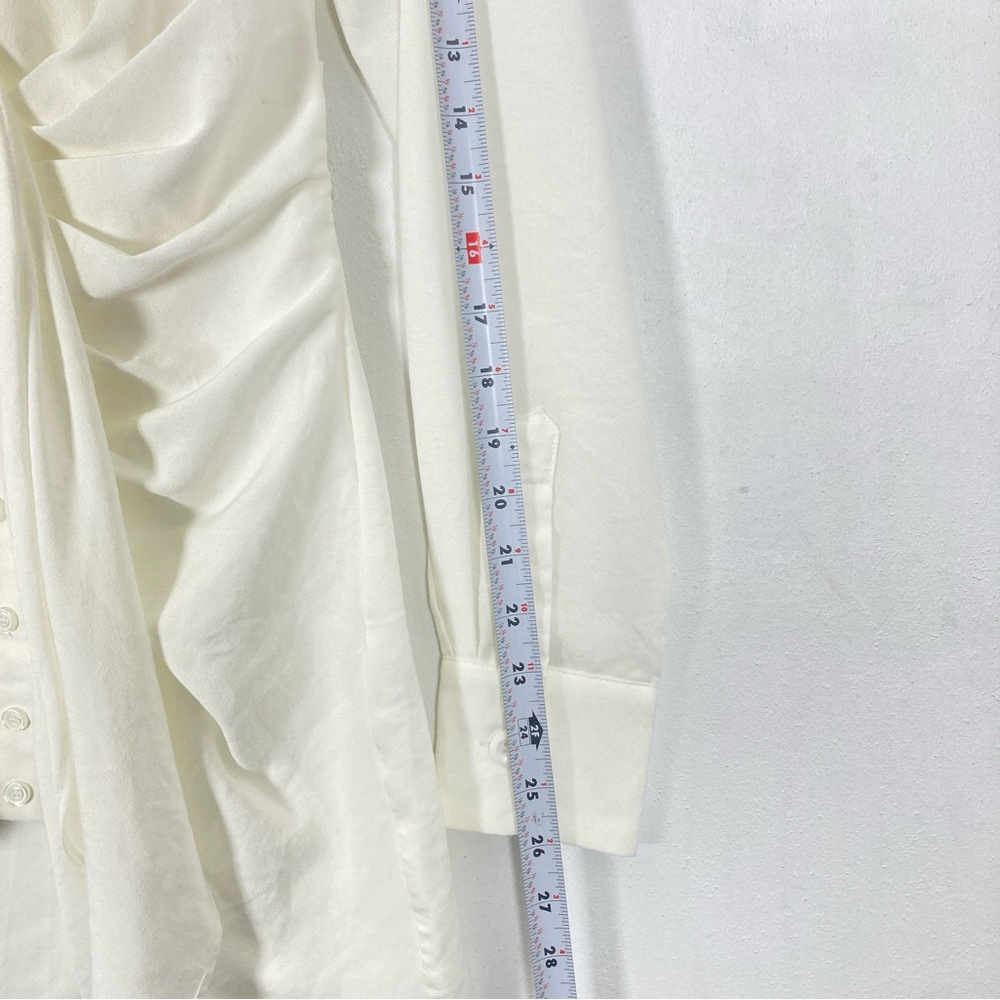 Choosy Crosby St White Plunging V Neck Tie Front Shirt Dress 0 - Picture 9 of 15
